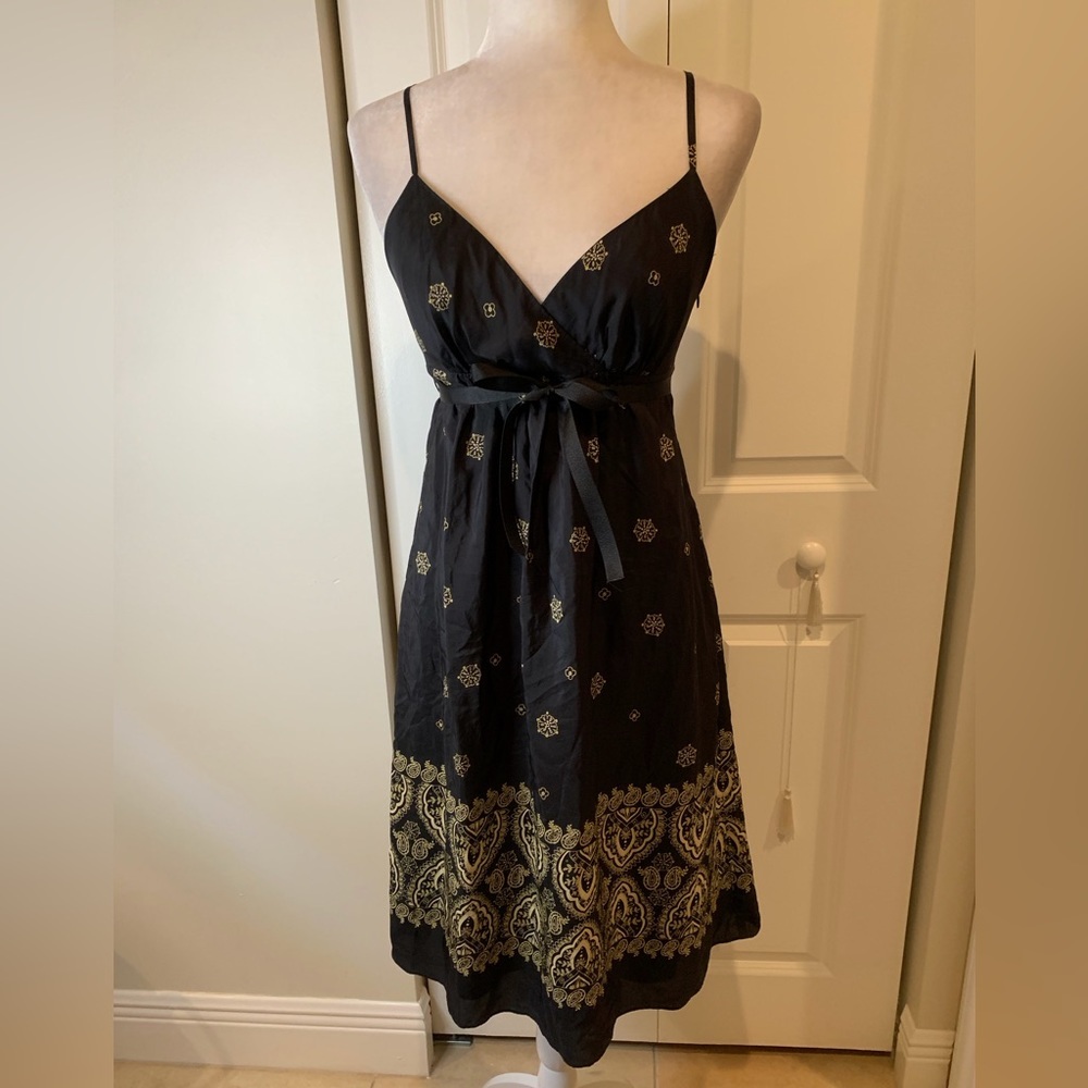 Banana Republic Black & Gold Adjustable Strap Maxi Dress 👗